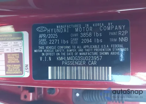 2025 Hyundai Elantra Sel Sport z USA, uszkodzony, nr VIN KMHLM4DG3SU023957